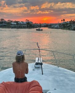sunset out of Fort Morgan, Alabama