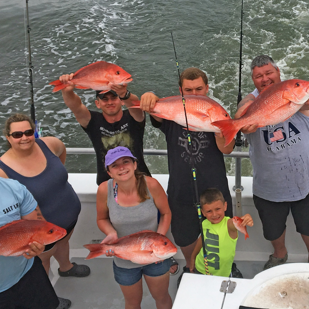 red snapper caught on offshore fishing trip near Fort Morgan, Alabama