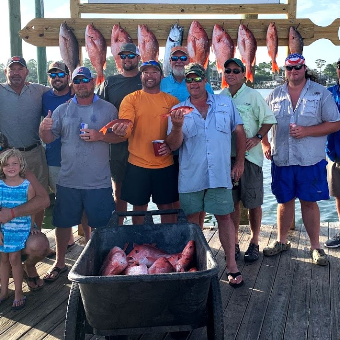 successful full day of offshore fishing on the gulf near Fort Morgan, Alabama
