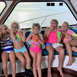 Group of girls enjoying a day on the Gulf aboard the No Doubt, out of Fort Morgan