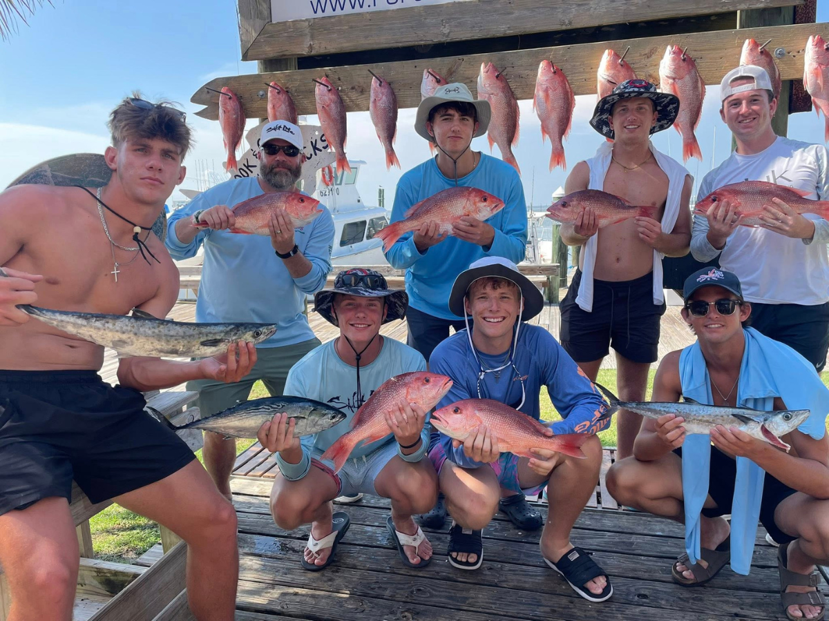 bachelor party on group offshore fishing charter out of Fort Morgan, Alabama