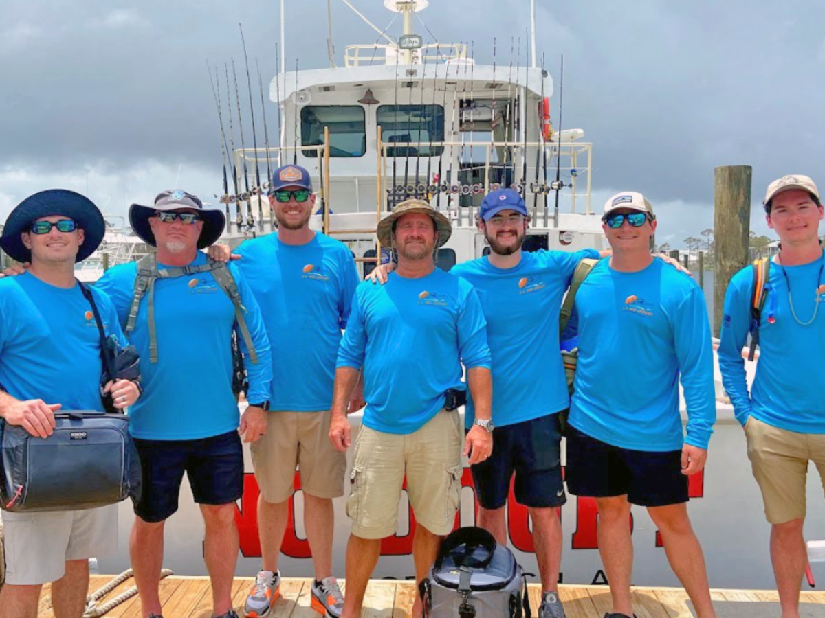 large group on a company charter boat trip out of Fort Morgan, Alabama