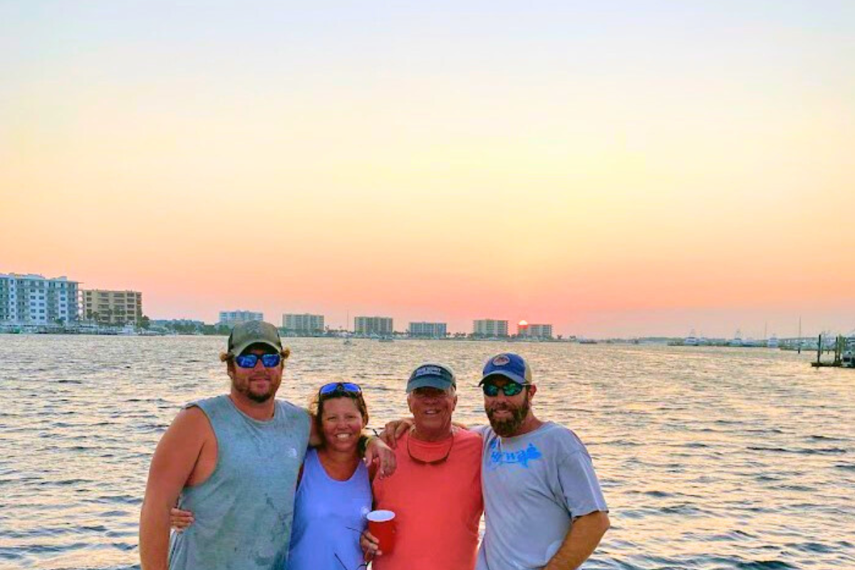 sunset on cruise home on the gulf of america aboard the no doubt fishing boat